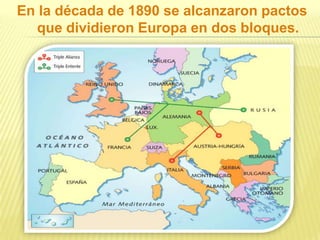 En la década de 1890 se alcanzaron pactos
que dividieron Europa en dos bloques.

 