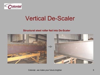 Vertical De-Scaler Colonial...we make your future brighter Structural steel roller fed into De-Scaler 