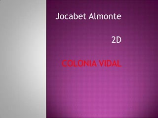 Jocabet Almonte

            2D

 COLONIA VIDAL
 