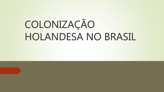 COLONIZAÇÃO
HOLANDESA NO BRASIL
 