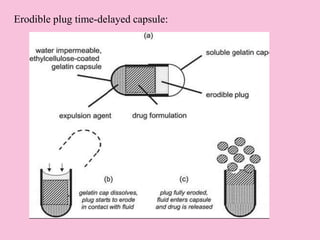 Erodible plug time-delayed capsule:
 