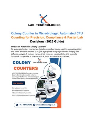Colony Counter by Lab Technologies (2026 Guide) | PDF