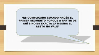 “ES COMPLICADO CUANDO HACÉS EL
PRIMER SEGMENTO PORQUE A PARTIR DE
AHÍ SINO ES EXACTA LA MEDIDA EL
RESTO NO VALE”
 