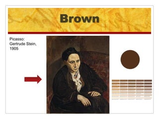 Brown
Picasso:
Gertrude Stein,
1905
 