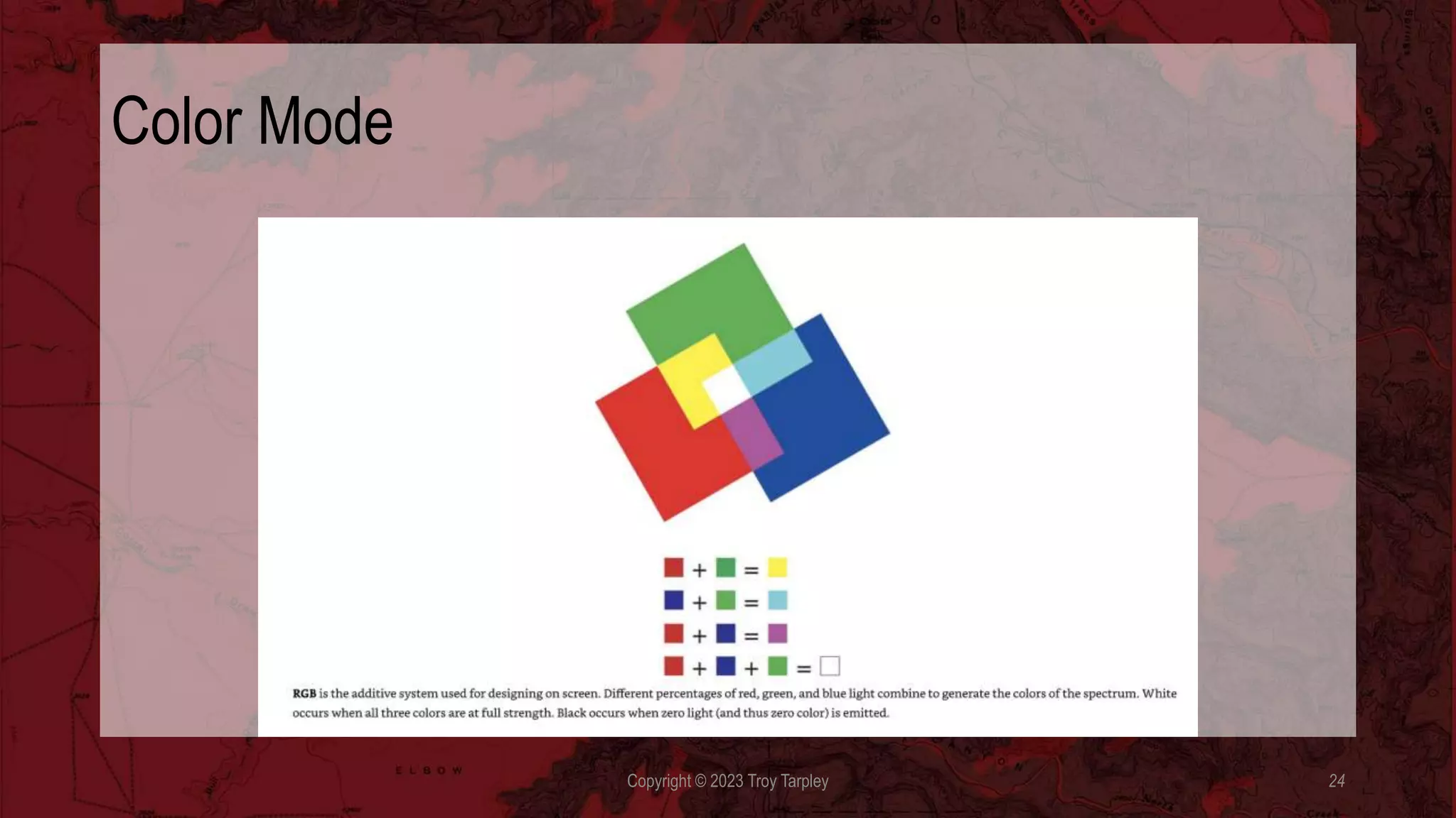 Color Mode
Copyright © 2023 Troy Tarpley 24
 