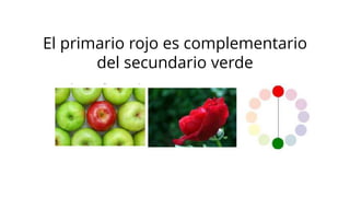 El primario rojo es complementario
del secundario verde
 