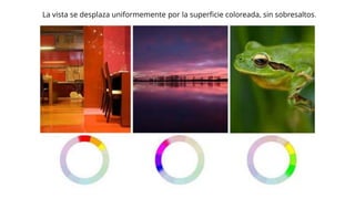 La vista se desplaza uniformemente por la superficie coloreada, sin sobresaltos.
 
