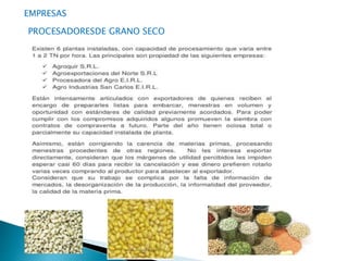 EMPRESAS 
PROCESADORESDE GRANO SECO 
 