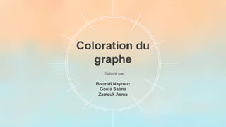 Coloration du
graphe
Elaboré par:
Bouzidi Nayrouz
Gouia Salma
Zarrouk Asma
 