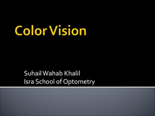 SuhailWahab Khalil
Isra School of Optometry
 