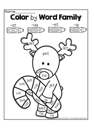 A christmas worksheet Color by word family