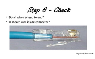 Step 6 - Check
• Do all wires extend to end?
• Is sheath well inside connector?
Prepared by Werkalem.H
 