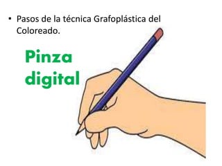 Pinza
digital
• Pasos de la técnica Grafoplástica del
Coloreado.
 