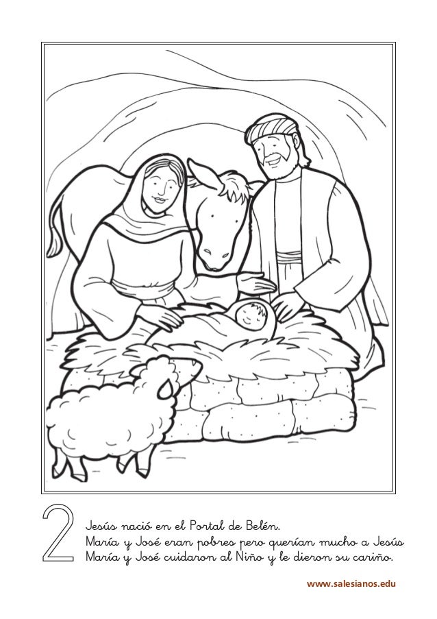 Jesus Maria Y Jose Colorear : Maria Jose Y Jesus En El Pesebre Para