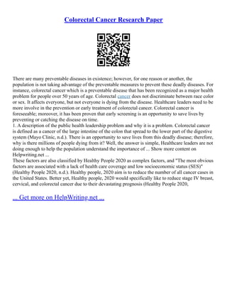 Colorectal Cancer Screening SWOT Analysis | PDF