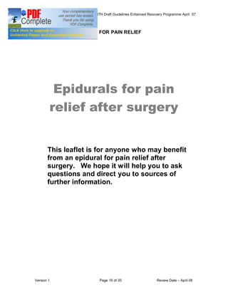 COLORECTAL SURGERY ENHANCED RECOVERY PROGRAMME - Draft Guidelines