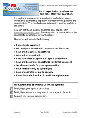 COLORECTAL SURGERY ENHANCED RECOVERY PROGRAMME - Draft Guidelines
