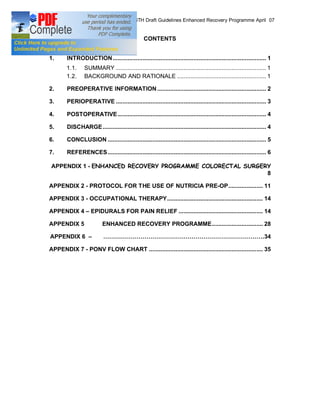 COLORECTAL SURGERY ENHANCED RECOVERY PROGRAMME - Draft Guidelines