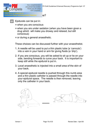 COLORECTAL SURGERY ENHANCED RECOVERY PROGRAMME - Draft Guidelines