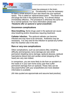 COLORECTAL SURGERY ENHANCED RECOVERY PROGRAMME - Draft Guidelines