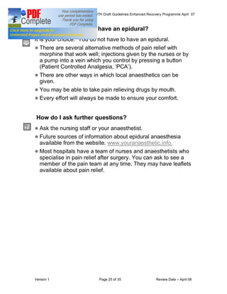 COLORECTAL SURGERY ENHANCED RECOVERY PROGRAMME - Draft Guidelines