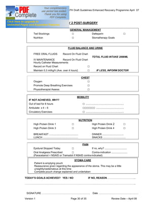 COLORECTAL SURGERY ENHANCED RECOVERY PROGRAMME - Draft Guidelines