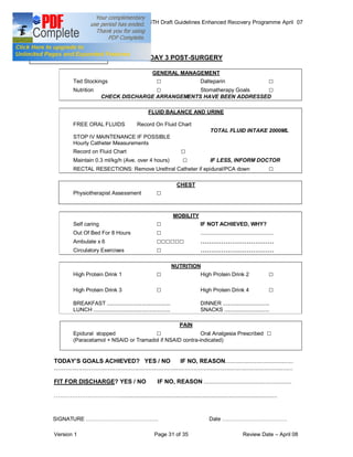 COLORECTAL SURGERY ENHANCED RECOVERY PROGRAMME - Draft Guidelines