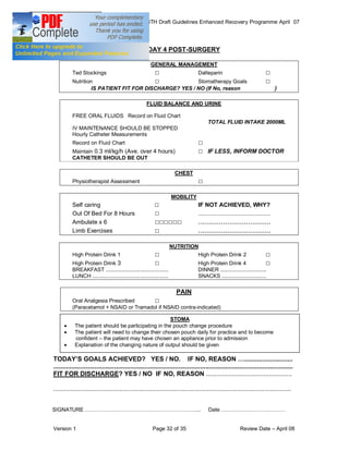 COLORECTAL SURGERY ENHANCED RECOVERY PROGRAMME - Draft Guidelines