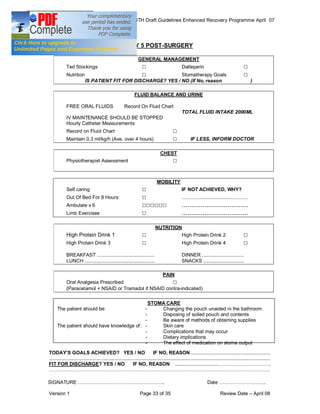 COLORECTAL SURGERY ENHANCED RECOVERY PROGRAMME - Draft Guidelines