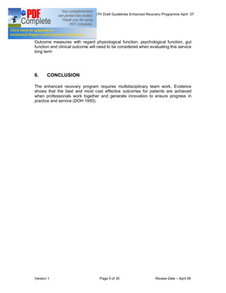 COLORECTAL SURGERY ENHANCED RECOVERY PROGRAMME - Draft Guidelines