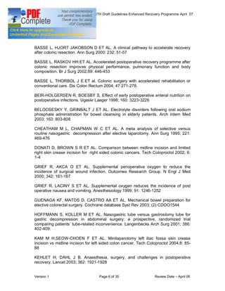 COLORECTAL SURGERY ENHANCED RECOVERY PROGRAMME - Draft Guidelines