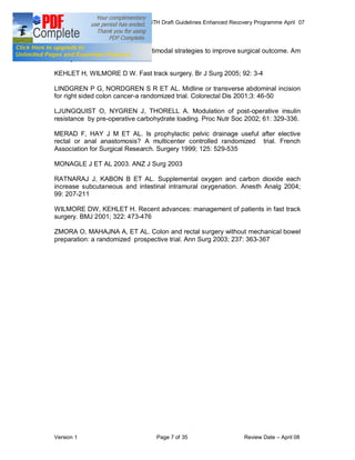 COLORECTAL SURGERY ENHANCED RECOVERY PROGRAMME - Draft Guidelines