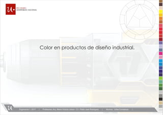 Color en productos de diseño industrial.
| Ergonomía I - 2017 | Profesores: Arq. Maria Victoria Joison - D.I. Pablo Jose Rodríguez | Alumno: Uribe Constanza |
 