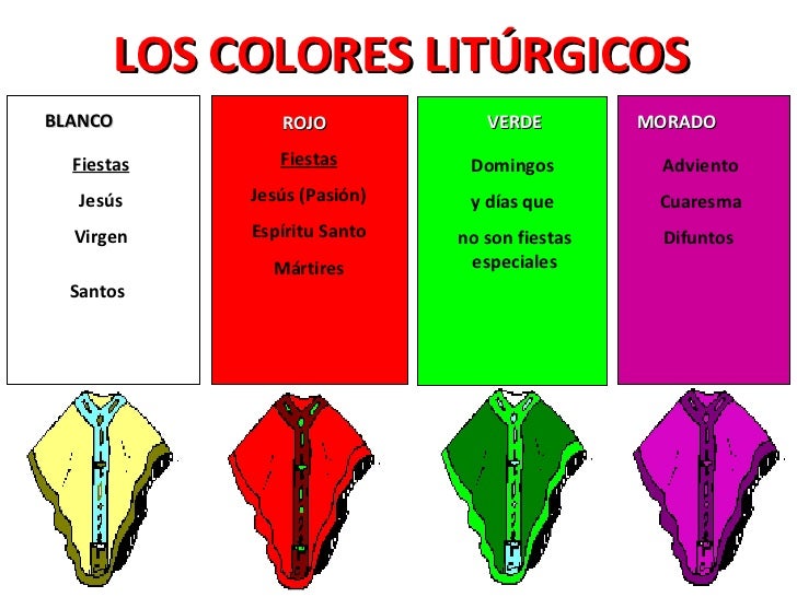 Resultado de imagen para los colores liturgicos de la iglesia catolica