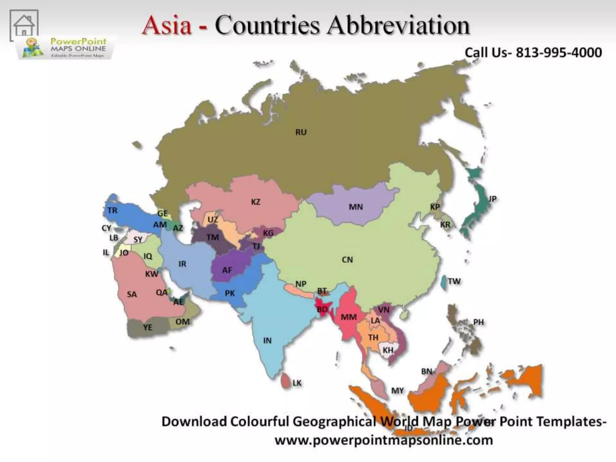 Online Colorful Geographical World Map Powerpoint