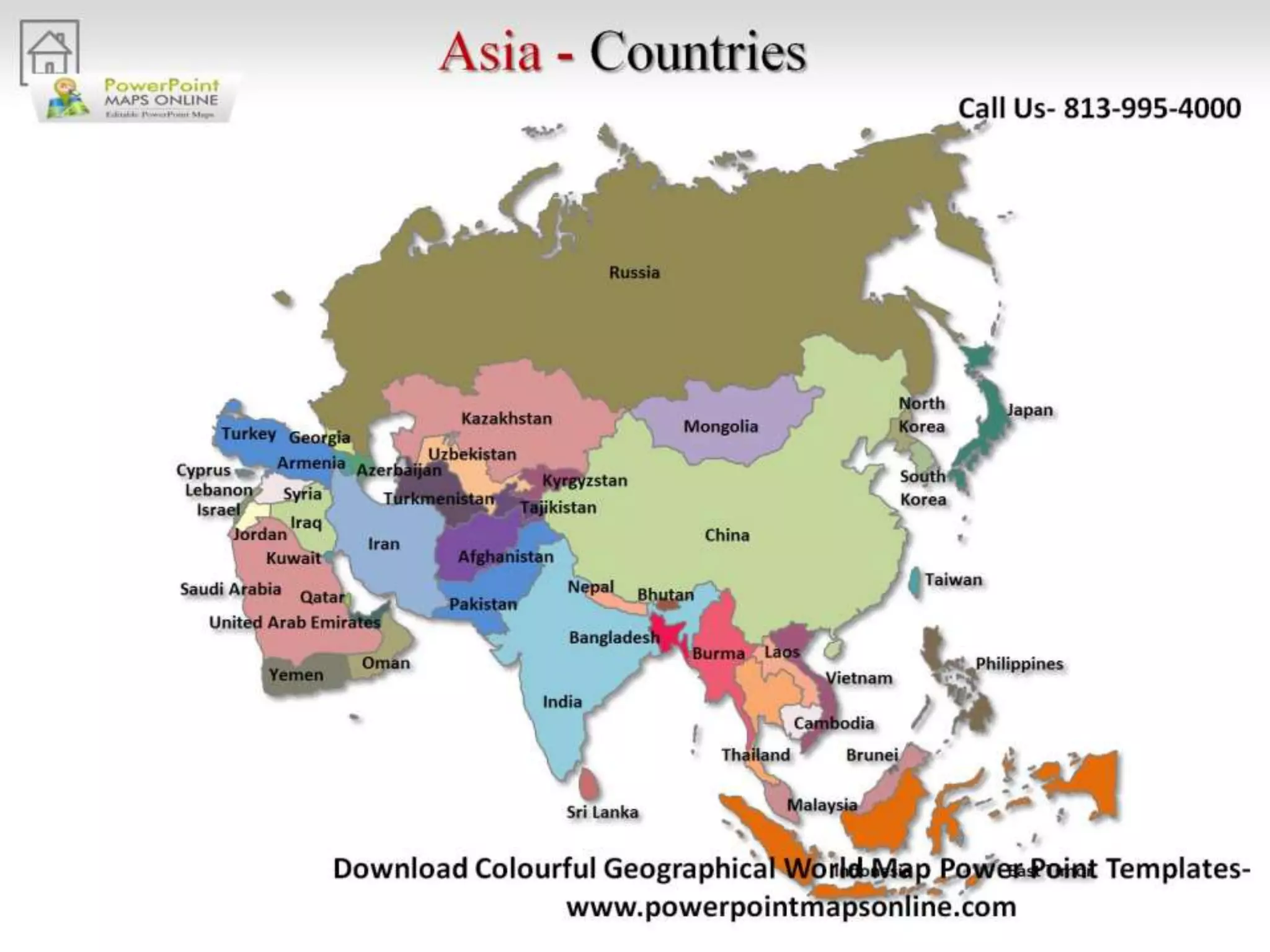 Online Colorful Geographical World Map Powerpoint