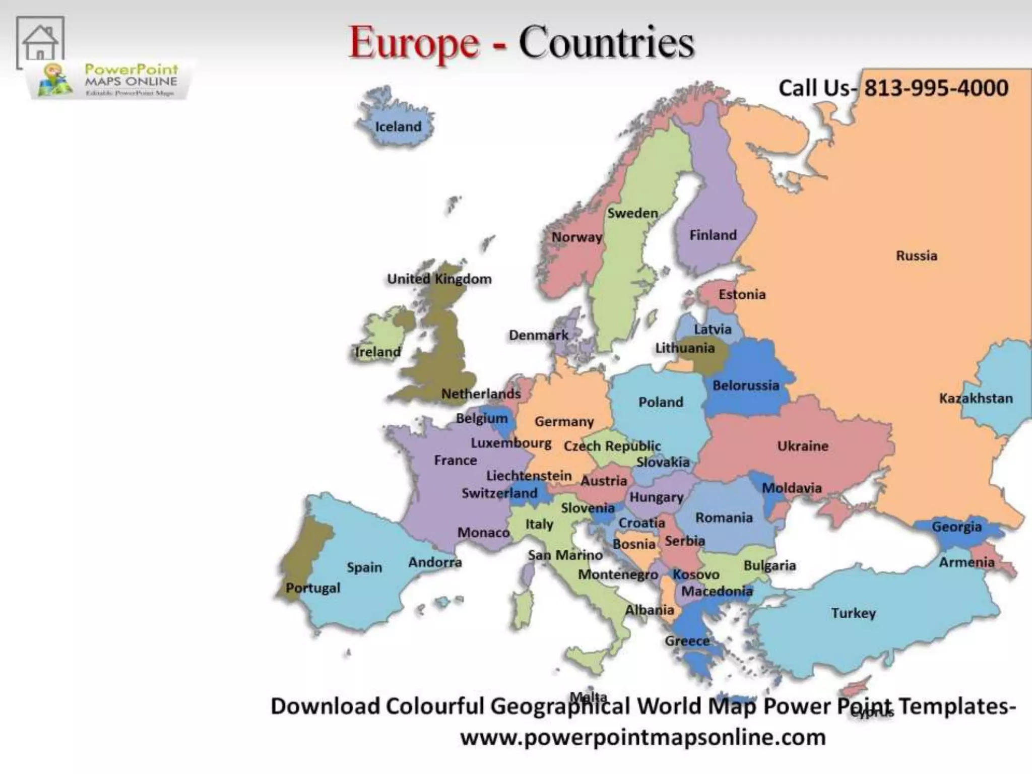 Online Colorful Geographical World Map Powerpoint