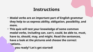 Modal Verbs Quiz Presentation Must Must Not May Can Could Pptx