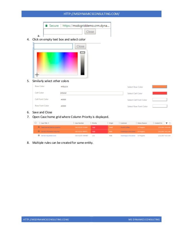 Color grid + Color Form user guide for Microsoft Dynamics 365