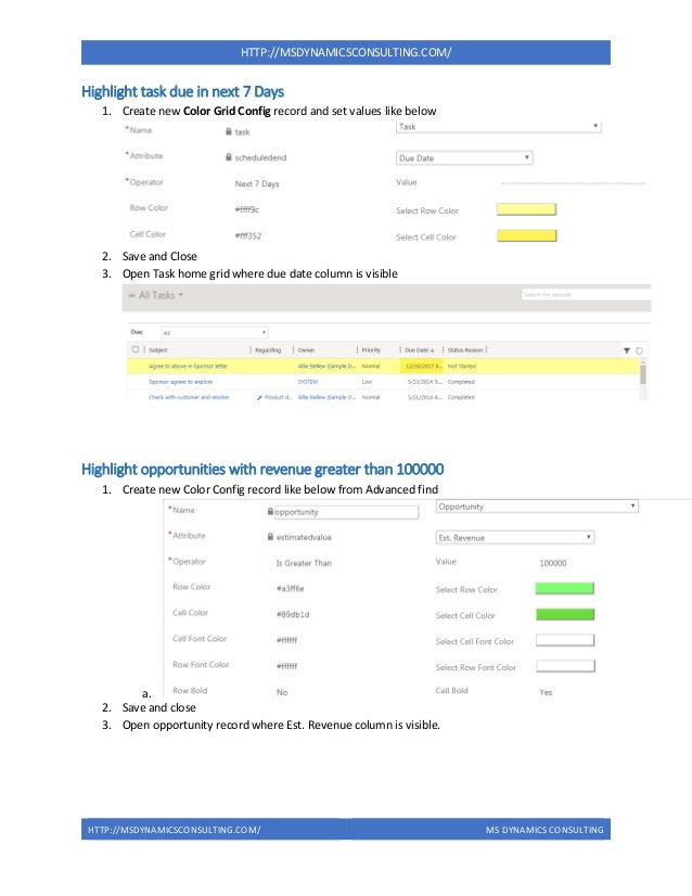 Color grid + Color Form user guide for Microsoft Dynamics 365