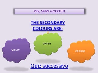 YES, VERY GOOD!!!!




               GREEN

VIOLET                         ORANGE




         Quiz successivo
 
