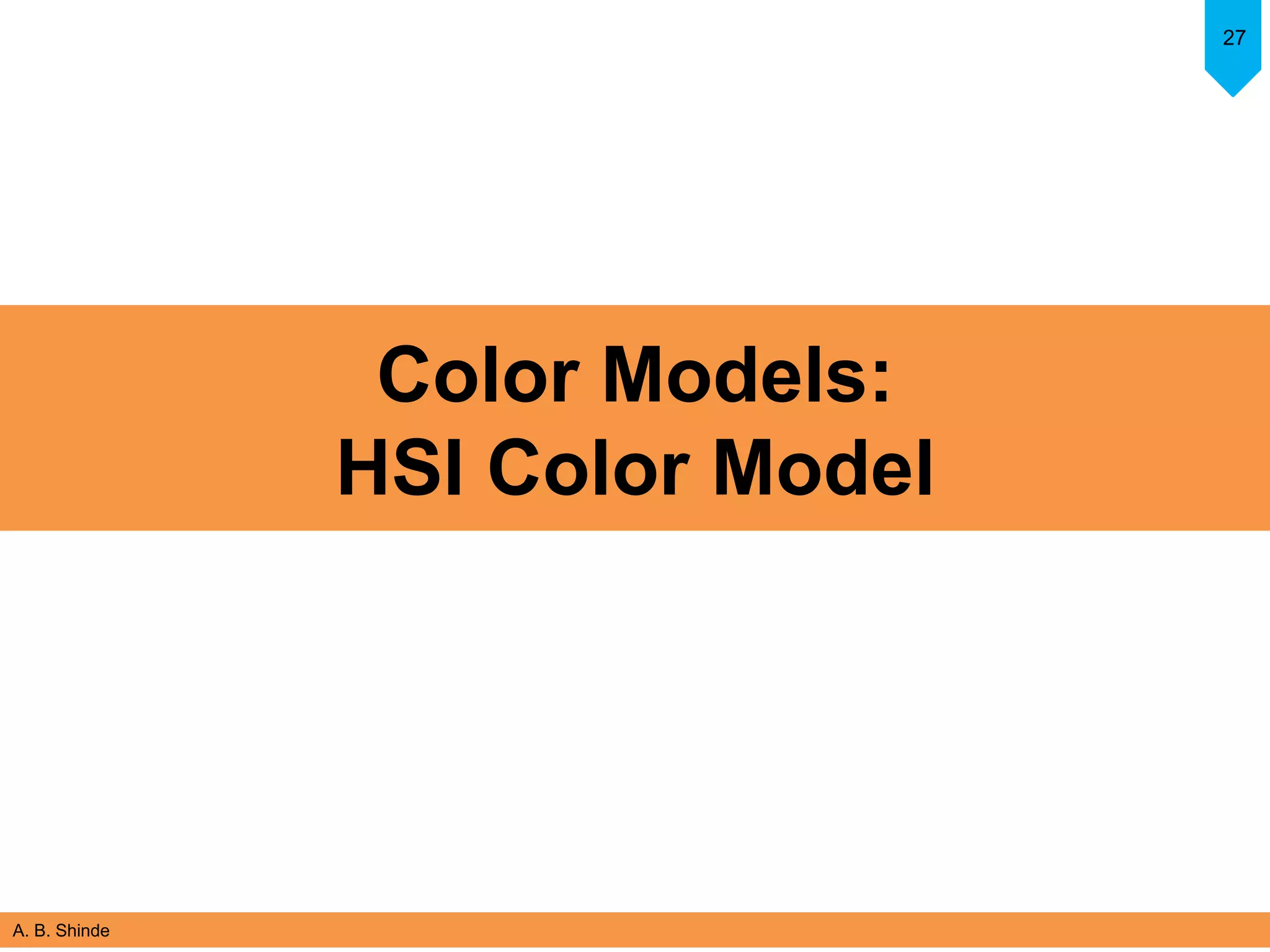 A. B. Shinde
27
Color Models:
HSI Color Model
 