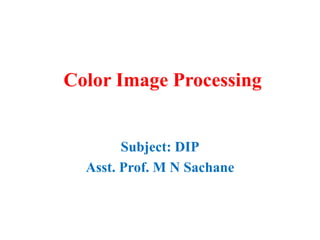 Color Image Processing
Subject: DIP
Asst. Prof. M N Sachane
 