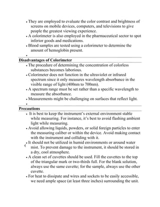 Colorimeter Notes COLORIMETER notes for B.Sc. Biotech/Botany | PDF