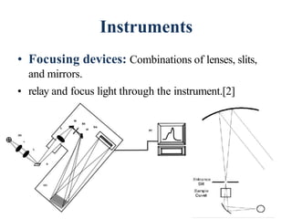 Instruments
• Focusing devices: Combinations of lenses, slits,
and mirrors.
• relay and focus light through the instrument.[2]
45
 
