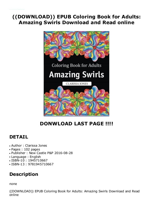 Download Epub Coloring Book For Adults Amazing Swirls Download