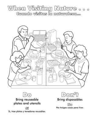 KETCHUP
PUHCTEK
DRATSUM
KET
TEID
MUSTARD
Bring reuseable
plates and utensils
Sí, trae platos y tenedores reusables.
Bring disposables
No traigas cosas para tirar.
 