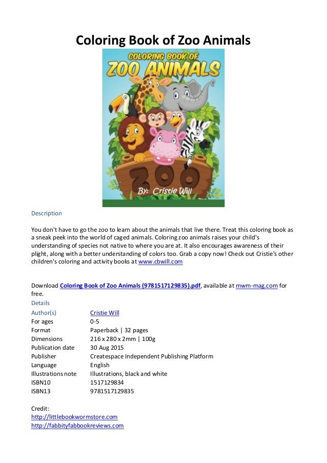 Download Coloring Book Of Zoo Animals