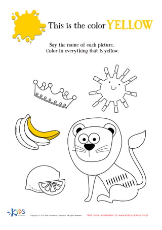 Learning Color Yellow for Preschool and Kindergarten