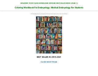 Download Pdf Download Coloring Workbook For Embryology Medical Embryology Fo